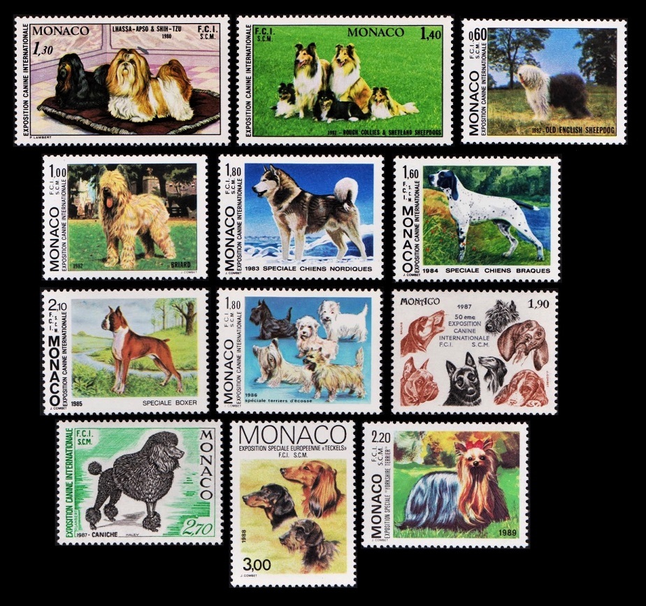 zi 46y5-6M32　モナコ1970-2019年　国際ドックショー・犬・動物・53枚完_画像3