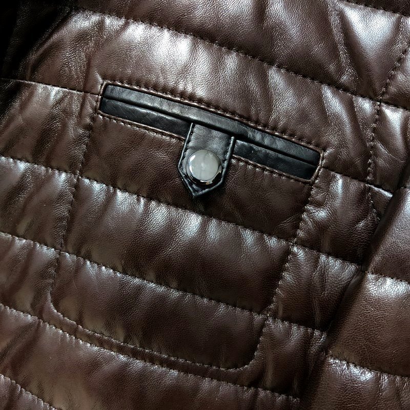 唯一無二■DCKMANY新品■羊革ジャケット メンズ ダウンジャケット 高級レザー ジャンパー 100％本革保証 ブラウン (XL-2XL程度) A7443_画像6