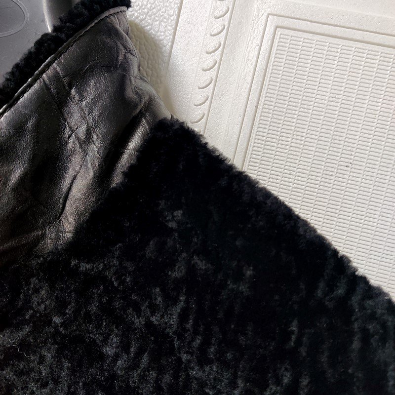 唯一無二■DCKMANY新品■羊革ジャケット メンズ 高級レザー ウール ダウンコットン ジャケット 100％本革保証 ブラック (M-L程度) A7390_画像6