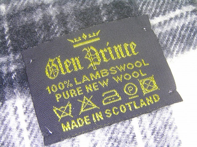 マフラー メンズ&レディース♪Made in Scotland 英国製 Glen Prince グレー系チェック LAMBSWOOL100% ラムウール 3932■郵便送料210円_日本郵政定形外郵便210円/確実 迅速 経済的