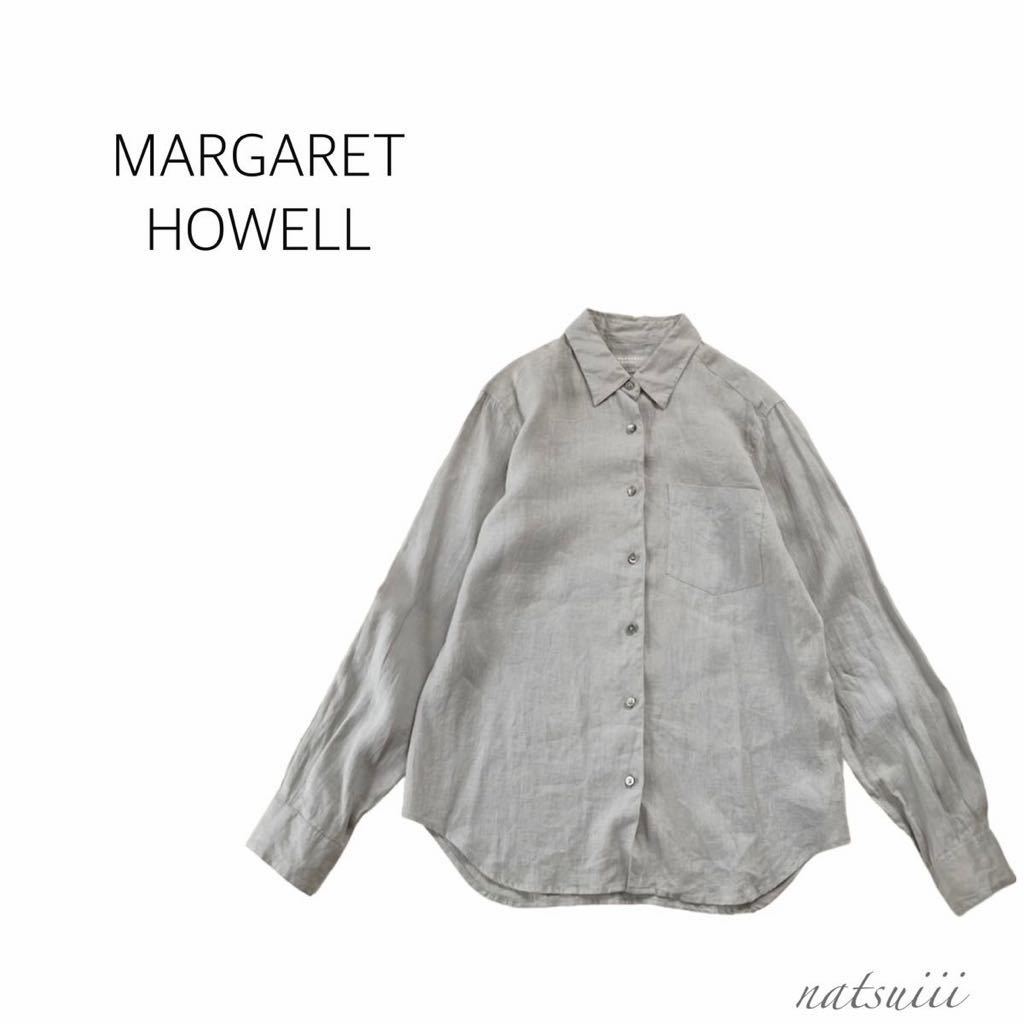 MARGARET HOWELL マーガレットハウエル . リネン 麻100% ベーシック リネン 長袖 ブラウス シャツ 日本製 送料無料_画像1