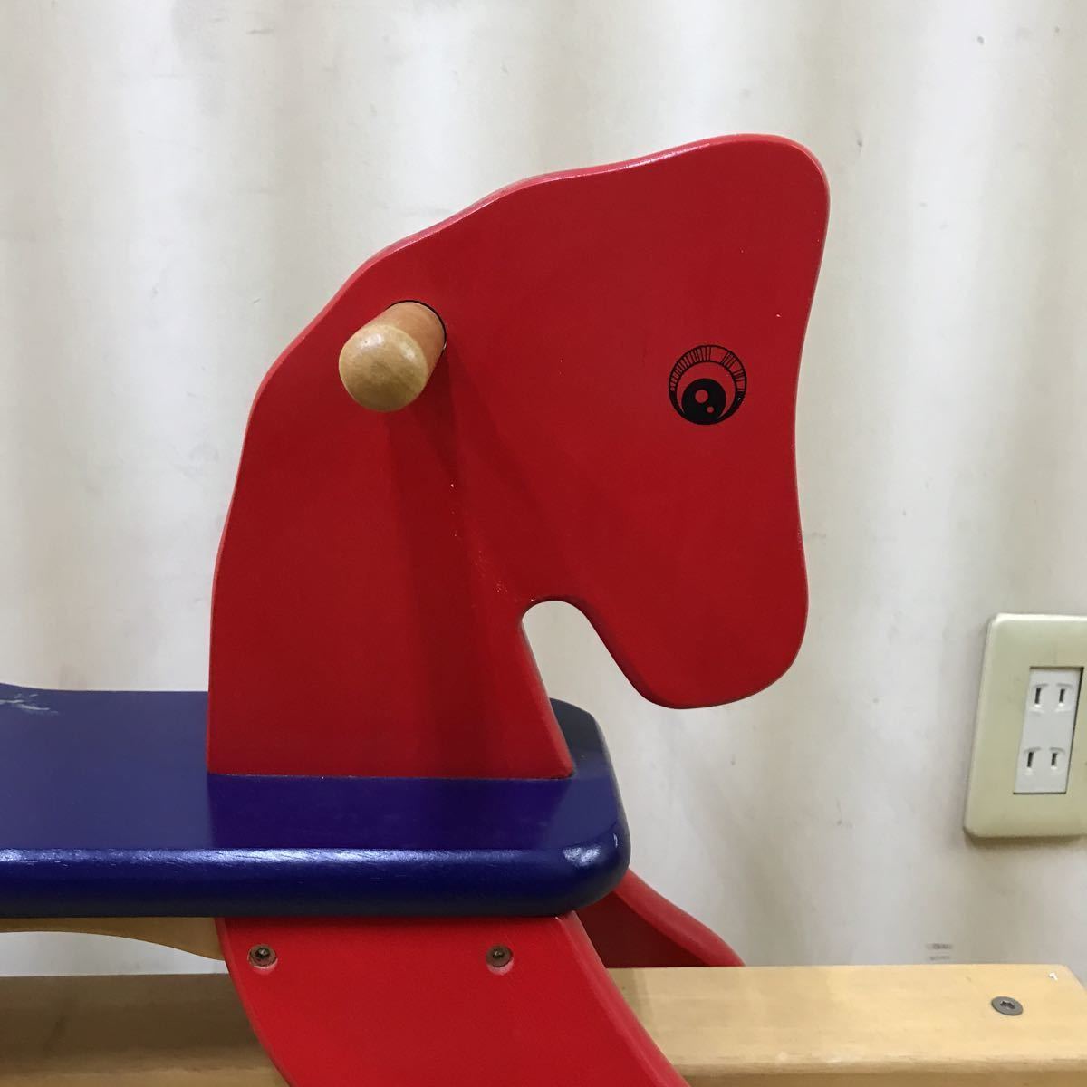 GXL9661 direct transactions (pick up) recommendation Manufacturers unknown wooden horse for children rom and rear (before and after) swing autographed length approximately 98cm height approximately 54cm present condition goods 1103