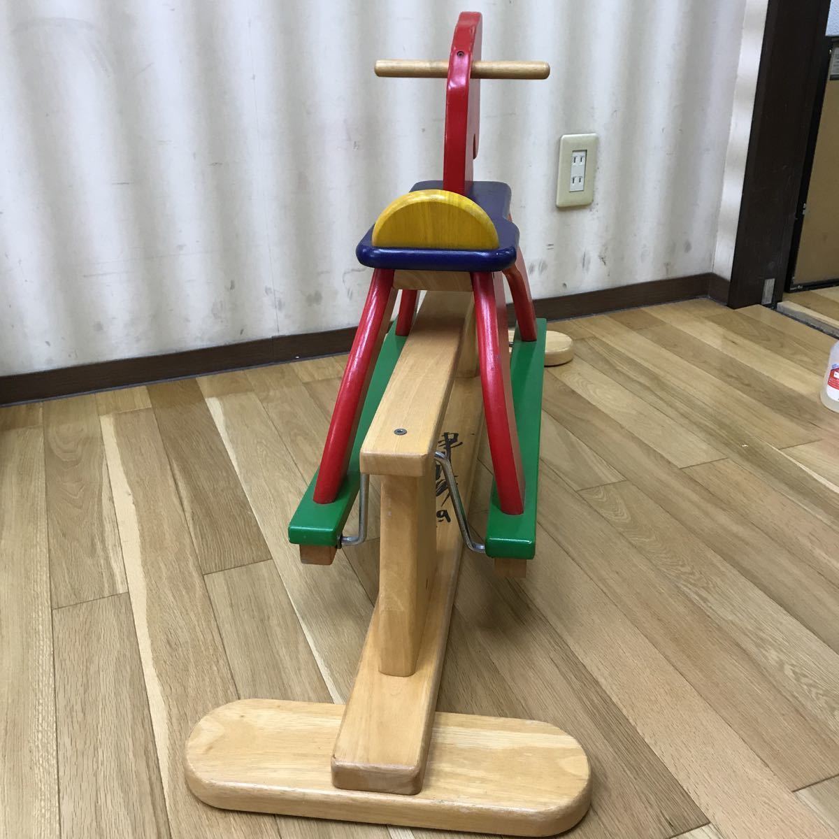 GXL9661 direct transactions (pick up) recommendation Manufacturers unknown wooden horse for children rom and rear (before and after) swing autographed length approximately 98cm height approximately 54cm present condition goods 1103