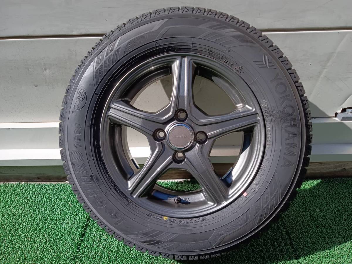 ★新品タイヤ★21年製★ ヨコハマiceGUARD iG60 185/70R14　社外ホイール 14×5.5J +39 4H-100 4本セット スタッドレス★1円スタート★A806_画像3