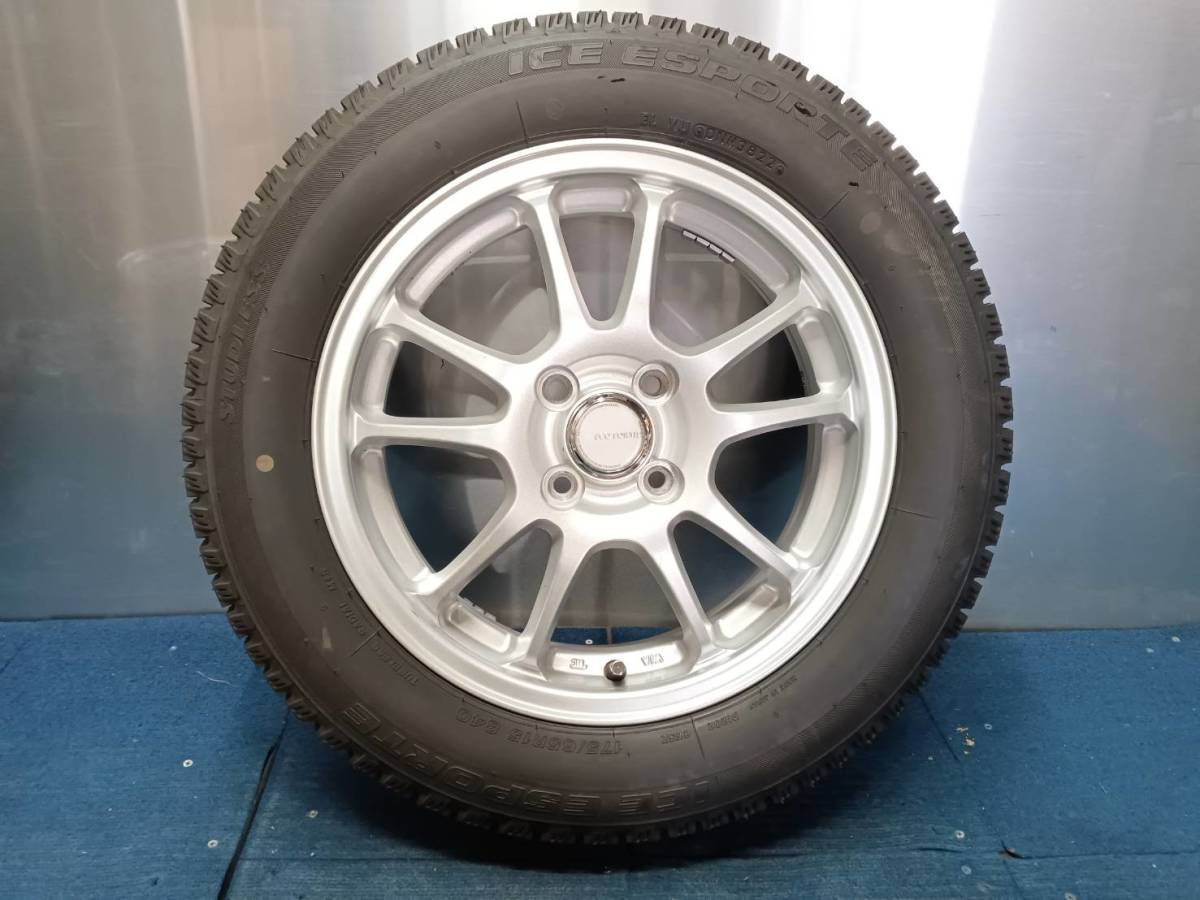 ★9-9.5分山★22年製★ ICE ESPORTE 175/65R15　社外ホイール 15×5.5J +52 4H-100 4本セット スタッドレス★10.000円スタート★A947_画像6