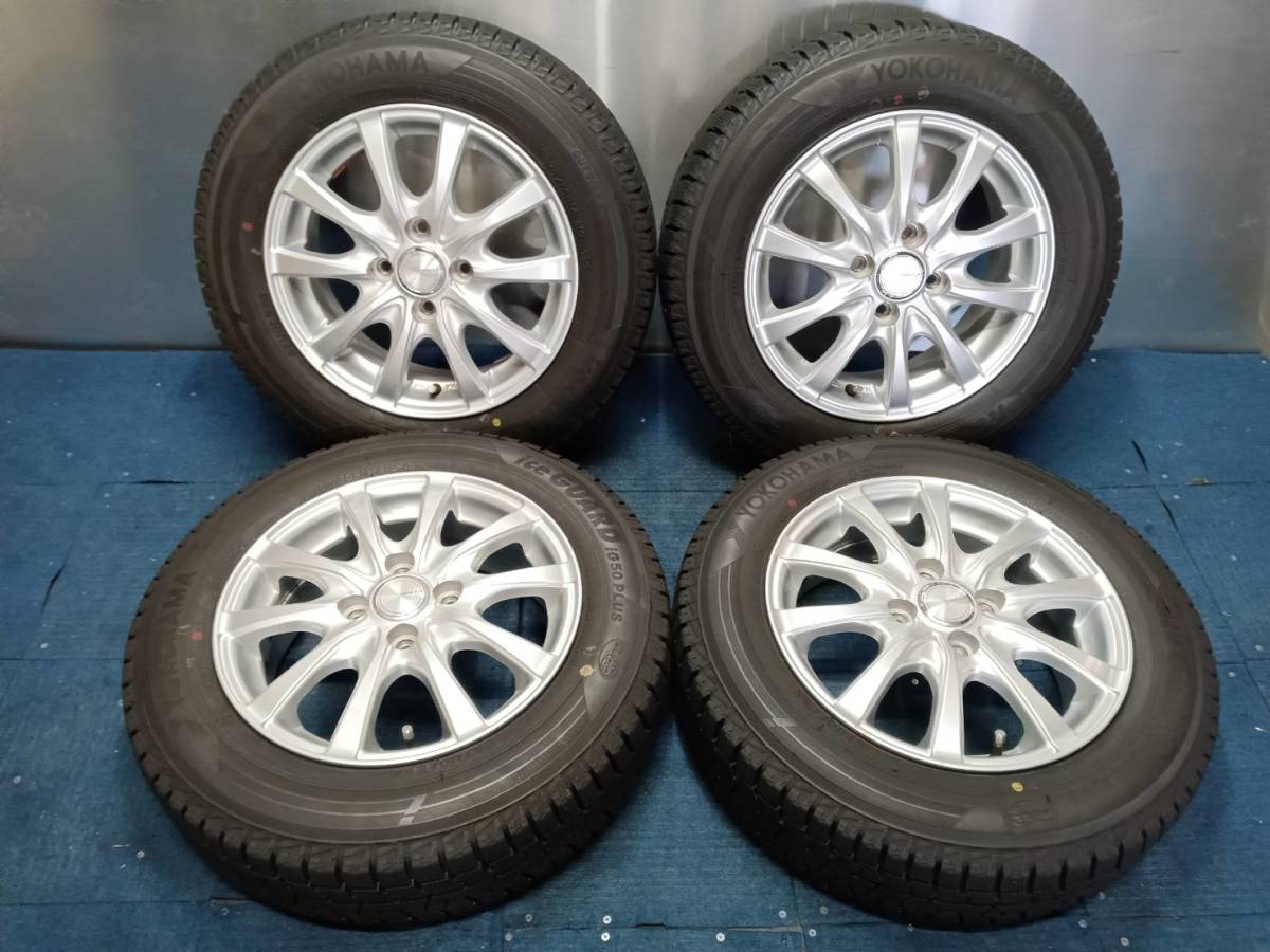 ★9分山★18年製★ ヨコハマiceGUARD iG50+ 165/70R14 社外ホイール 14×5.5J +50 4H-100 4本セット スタッドレス A986の画像1