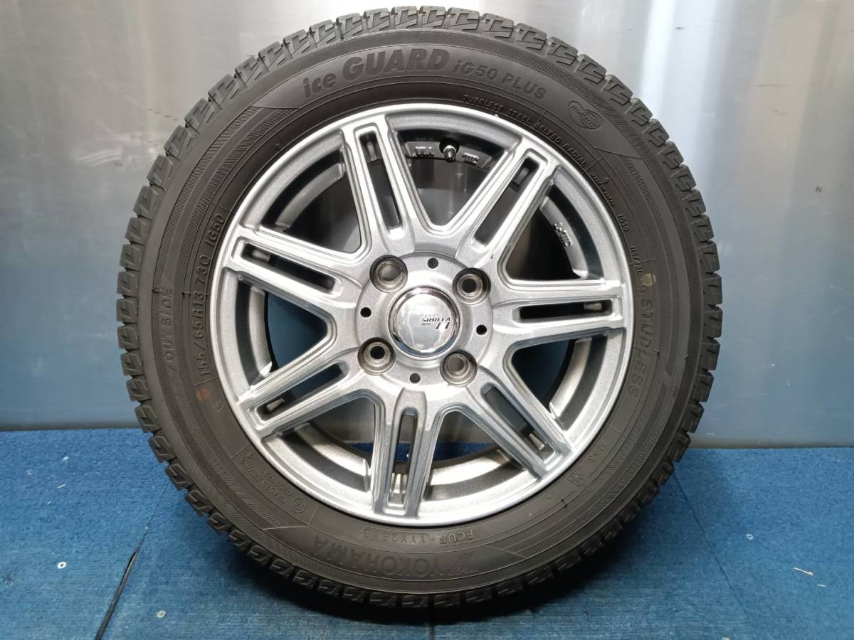 ★8.5-9分山★18年製★ ヨコハマiceGUARD iG50+ 155/65R13　社外ホイール 13×4J +43 4H-100 4本セット スタッドレス 軽自動車等　A994_画像6