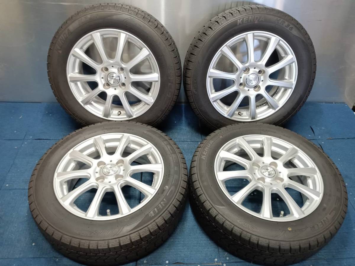 ★8-9分山★22年製★ KENDA KR36 175/65R15　社外ホイール 15×5.5J +42 4H-100 4本セット スタッドレス アクア・ヴィッツ等　A1048_画像1