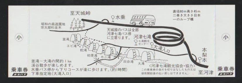 【旧社名・旧様式】東海自動車 河津七滝散策往復乗車券 小人 2017年 河津駅_画像2