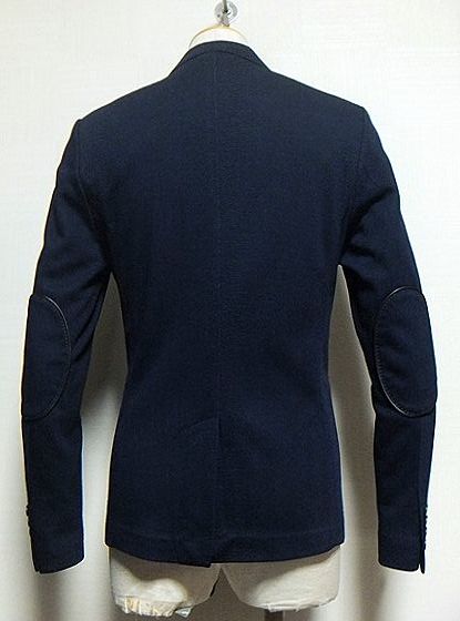 新品同様:ZARA MAN(ザラマン).ストレッチ 2B ジャケット 46(濃紺/中厚 ウールジャージ 風生地/肩43幅48丈70/エルボーパッチ付/トラッド)_画像2