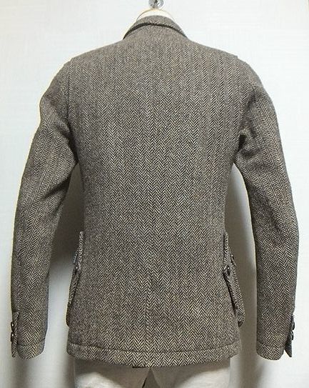 美品:TRILBY.ハリスツイード ウール ハンティング テーラード ジャケット 2(M/Wジップ&釦/本切羽/肩43幅50/トラッド/southwick/日本製 van)_画像3