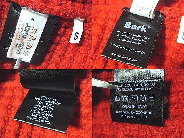 極上:Bark(バーク/イタリア製).フーデッド ヘビー ニット ジャケット 赤 S(レディース/ショート ダッフルコート 型/肩41幅48丈62)_画像10