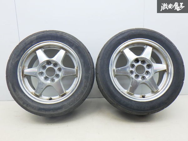 ●社外 メーカー不明 14インチ 6J +40 PCD 100 114.3 マルチ 4H DUNLOP FORMULA-R 185/55R14 2本 ロードスター シビック インテグラ 棚T-1_画像1