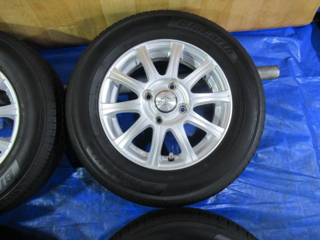 激安即決！美品 ZELERNA 13-4B 4H/100 ET43 + YOKOHAMA 145/80R13 2021年 中古4本！アルト ライフ ワゴンR タント ムーヴ等！T007624_画像4