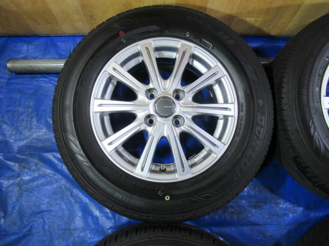 激安即決！MILLOUS 14-5.5J 4H/100 ET48 + DUNLOP 185/70R14 2022年製！中古4本！フリード フリードスパイク等！T007652_画像3