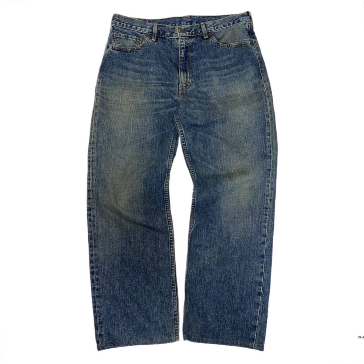 '01 日本製 Levis502 36 × 28.5 デニムパンツ ジーンズ リーバイス 501 505 517 646 684 550 USA製 vintage ヴィンテージ ヒゲ ブラック_画像1