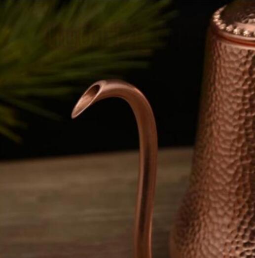 高品質純銅コーヒーポット制コーヒー器具銅イメージ紫銅ハンマー紋コーヒーポット細口ポットコーヒーポット900ML_画像5
