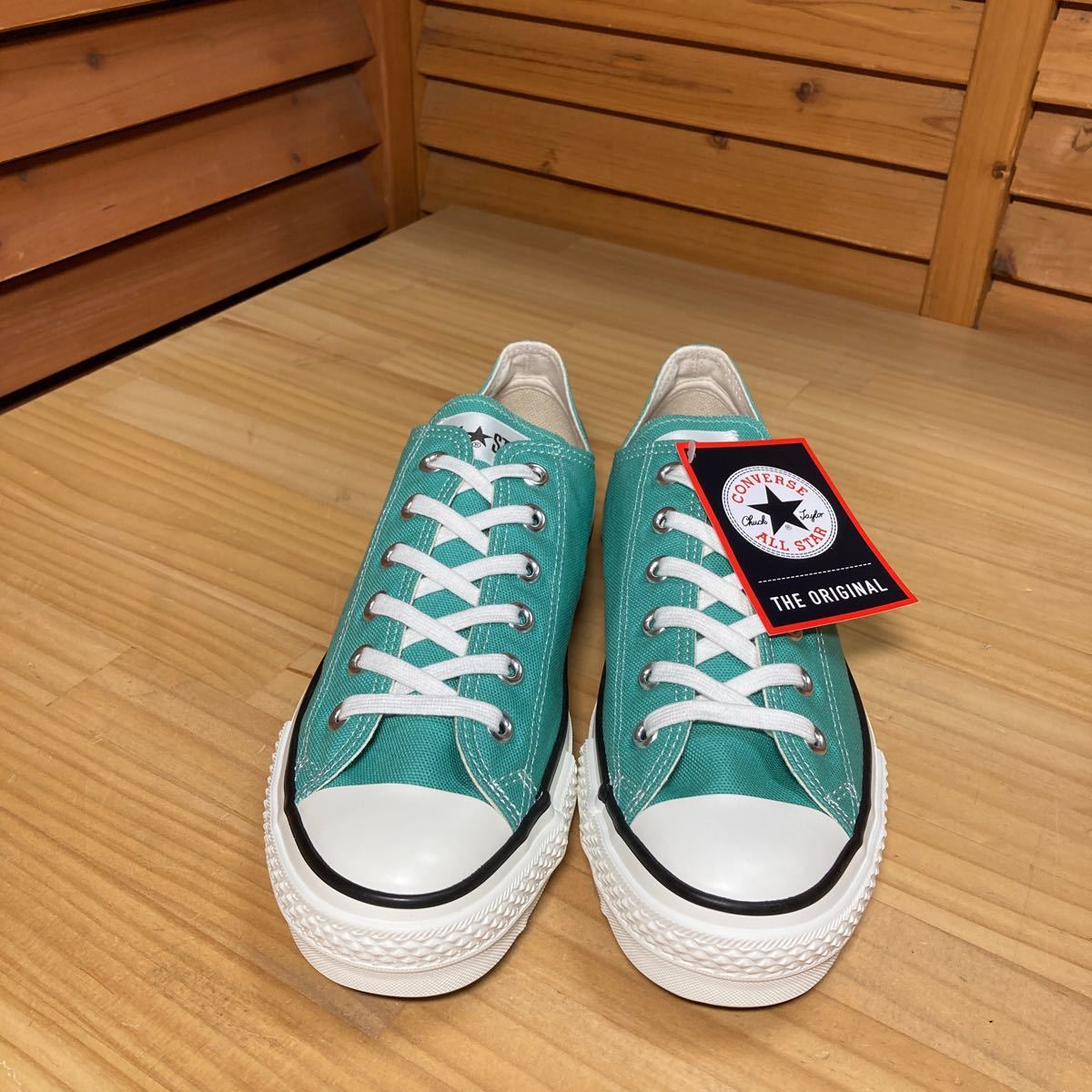 Y送料無料△763未使用品【converse コンバース】日本製 箱 タグ付 ALL STAR CANVAS AS J OX ミントグリーン SIZE US 8 _画像2