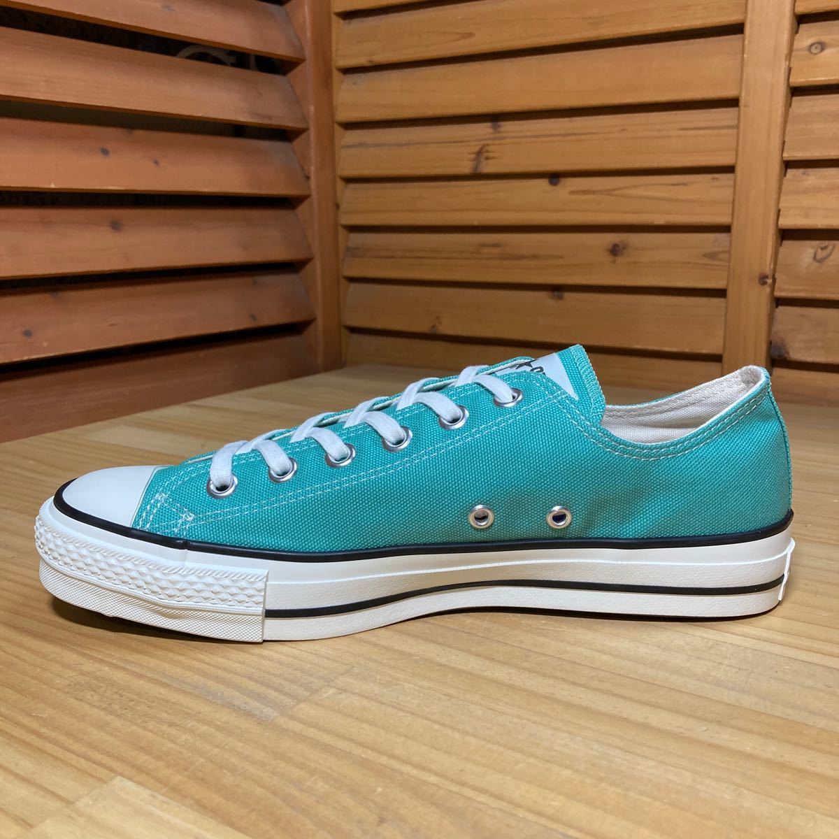 Y送料無料△763未使用品【converse コンバース】日本製 箱 タグ付 ALL STAR CANVAS AS J OX ミントグリーン SIZE US 8 _画像5