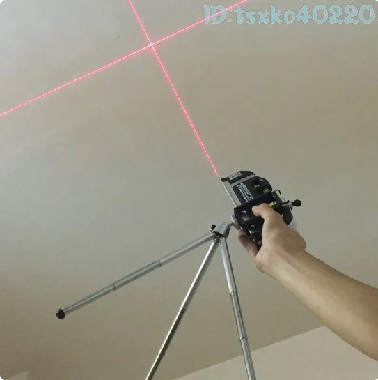 Gt2172: 三脚付き 光学 測定器 墨出し器 高精度 レーザー 調整多機能 標準 定規 水平 垂直 レーザー機器 メジャーラインテープ_画像2