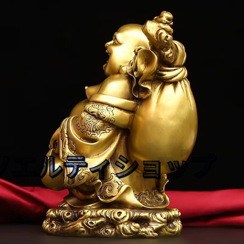 人気推薦★ミニ 仏像 七福神 置物 布袋 布袋様 風水 銅 (真鍮製) 高さ約27cm_画像3