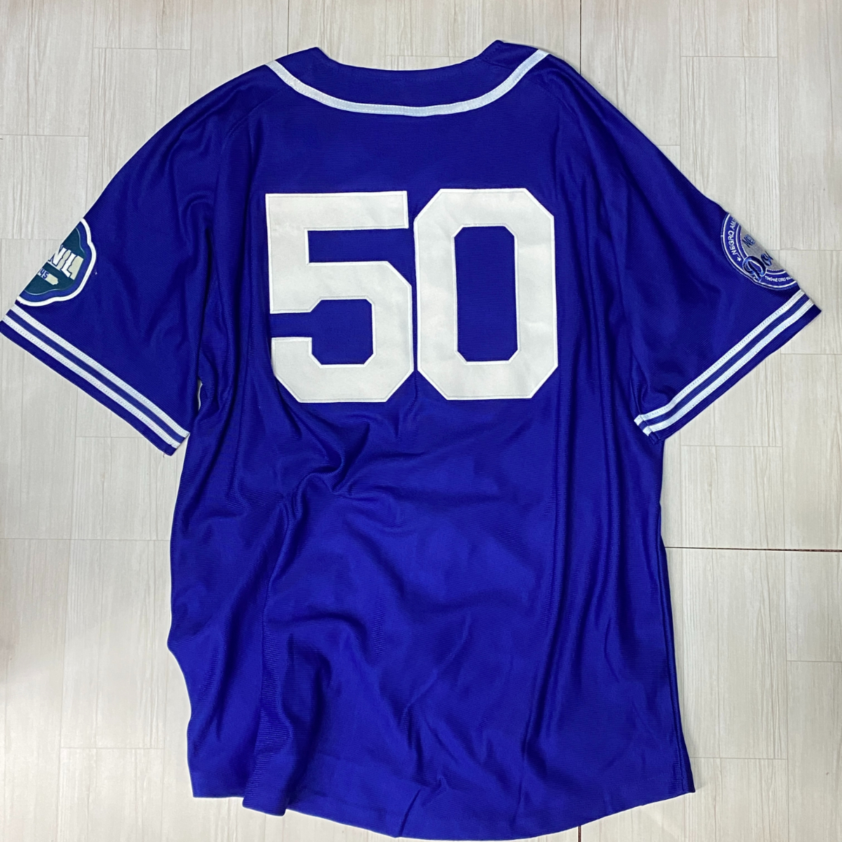 USA正規品 【2XL】 ニグロリーグ Negro League ニューアーク ドジャース Dodgers 前開き ベースボールシャツ #50 ドジャースブルー MLB_画像6