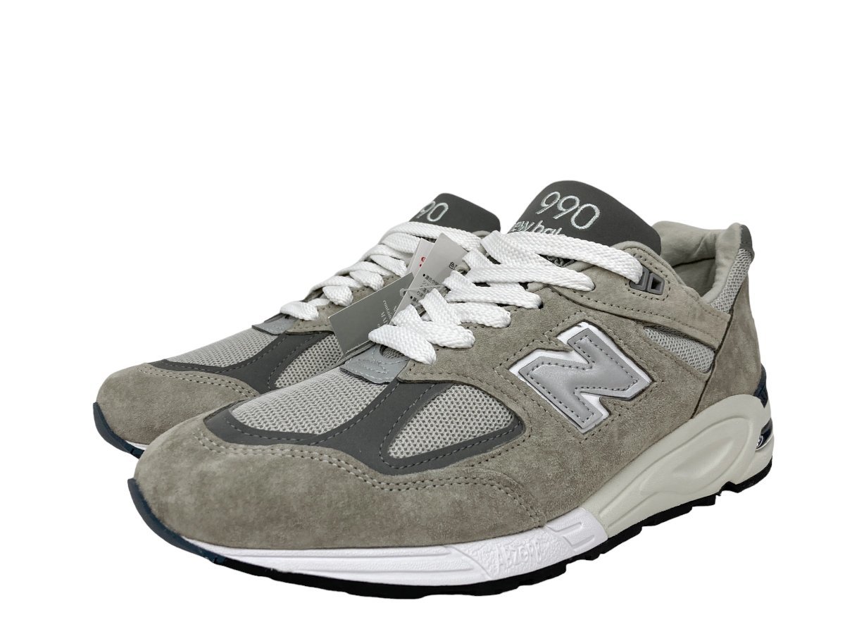 NEW BALANCE (ニューバランス) M990 GY2 USA製 スニーカー シューズ ブリング バック 28.5cm US10.5 グレー×ホワイト メンズ/028