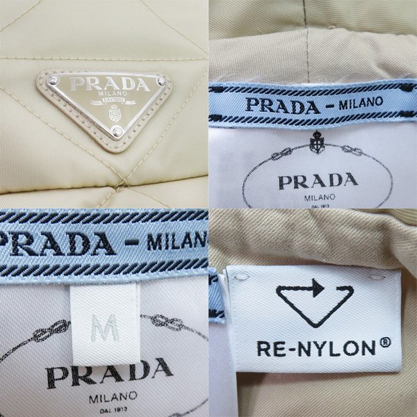 美品 PRADA プラダ 2023AW 1HC325 Re-Nylon トライアングルロゴ キルティング バケット ハット 帽子 箱付き 46020_画像7