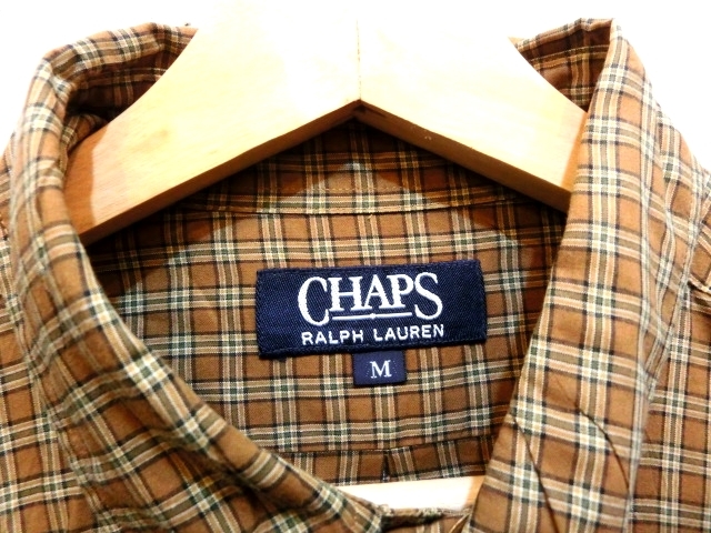 ラルフローレン CHAPS RALPH LAUREN BDシャツ ボタンダウン コットン チェック 長袖 ブラウン M K1608 メンズ_画像3