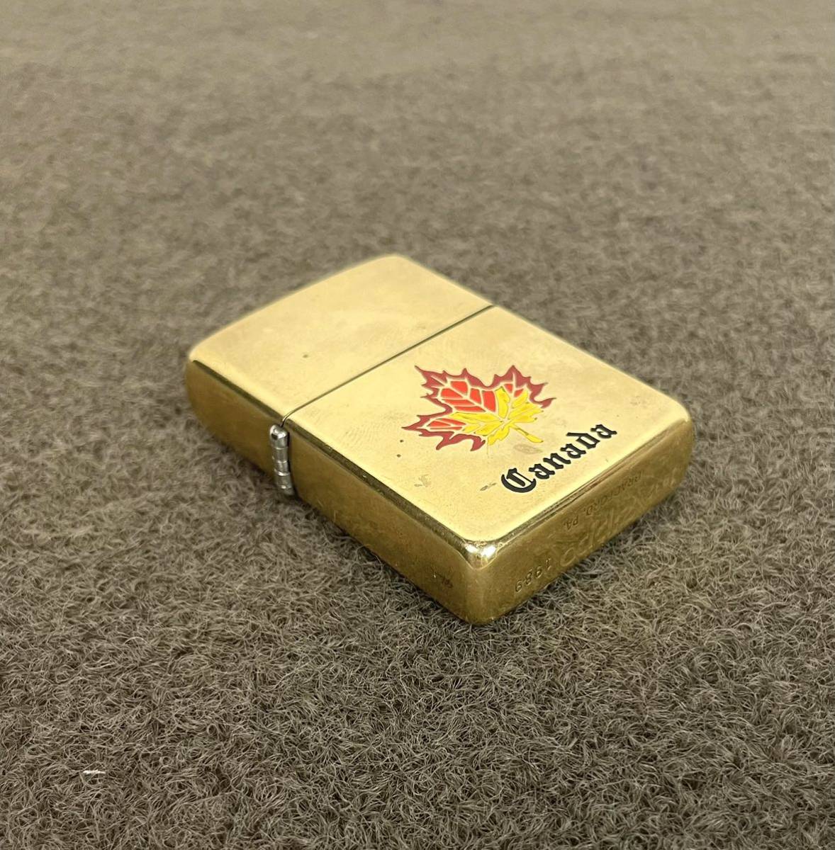 ●希少 ZIPPO CANADA SOLID BRASS 1932 1989 ダブルイヤー ジッポー オイルライター カナダ ソリッドブラス メープルリーフ ゴールド●_画像4