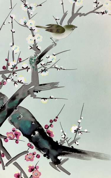 ［真作］小川香月 作「梅鶯図」絹本 花鳥図 鳥獣 日本画 絵画 日本美術 掛軸C112008_画像9
