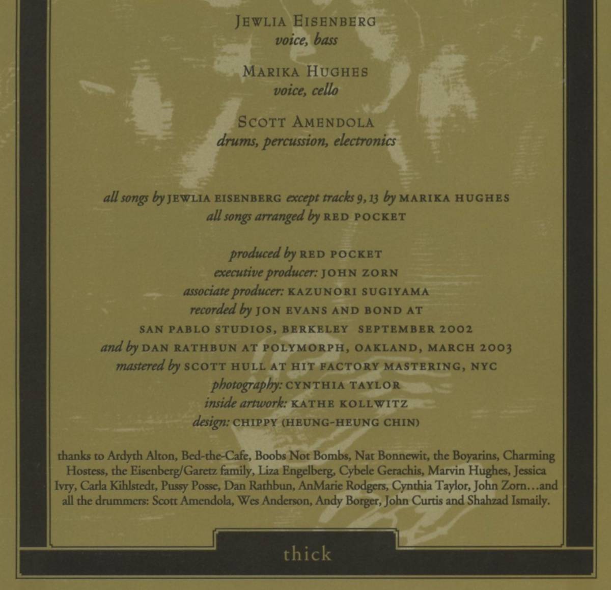 Red Pocket - Thick ; Jewlia Eisenberg, Marika Hughes, Scott Amendola ; Tzadik, John Zorn_画像6