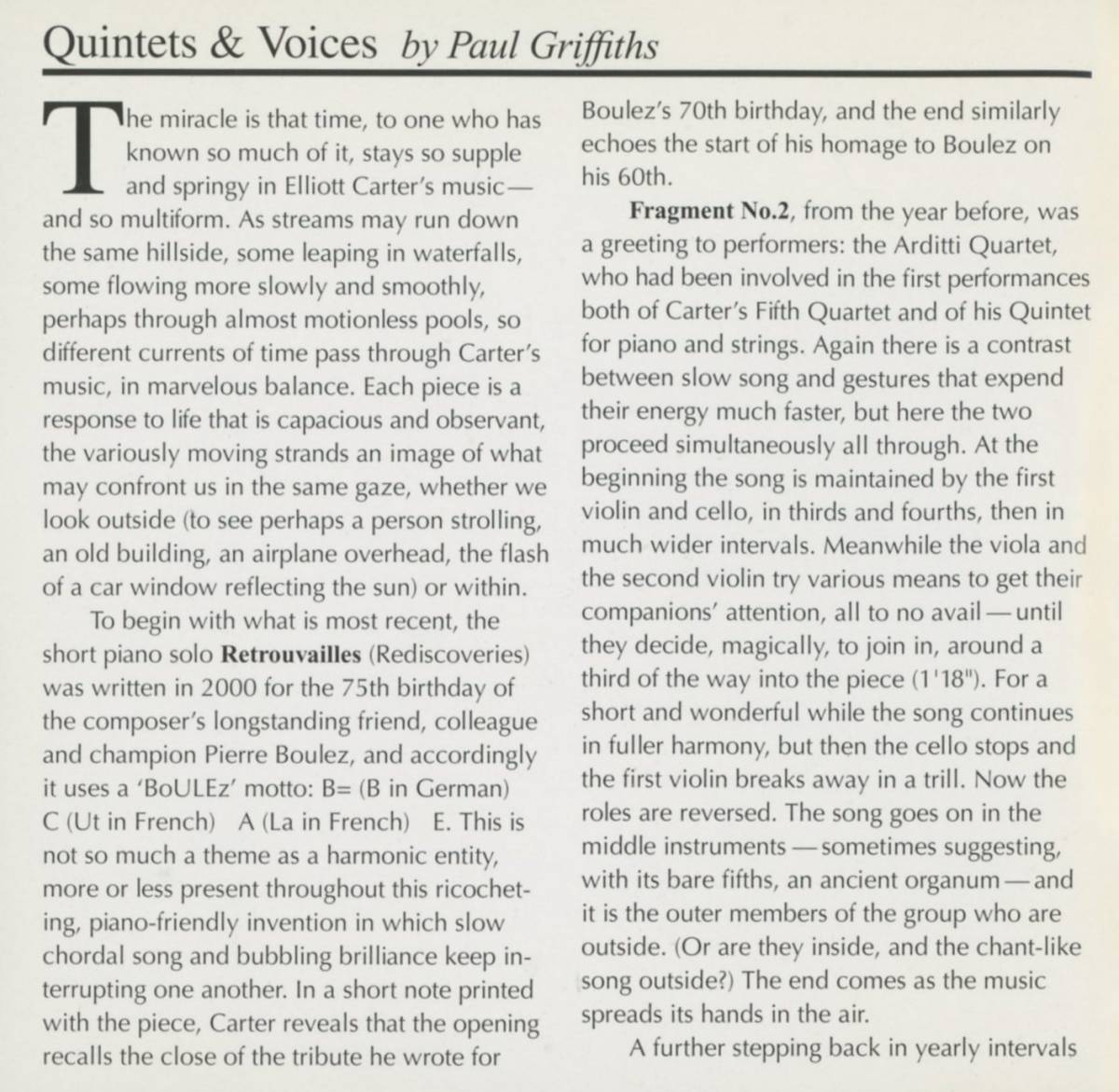 Elliott Carter - Quintets and Voices ; Arditti Quartet/Ursula Oppens/Ensemble Sospeso/Jeffrey Milarsky/Lucy Shelton/etcの画像3