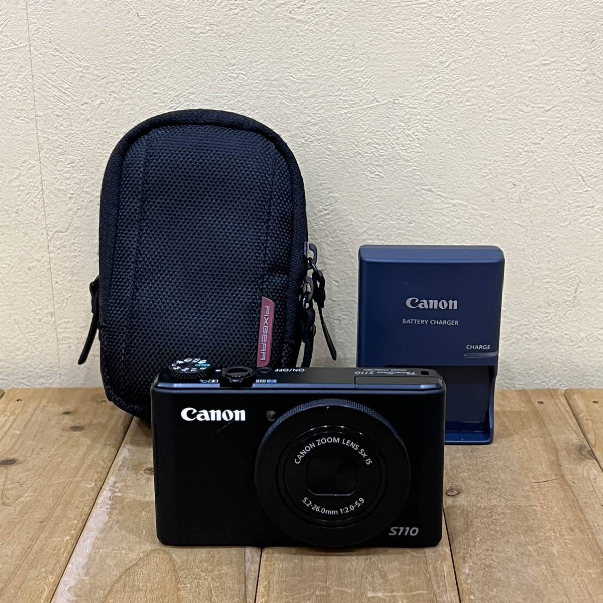 ◆ Canon キャノン パワーショット S110 可動品 ブラック バッテリーチャージャー ケース付き◆_画像2