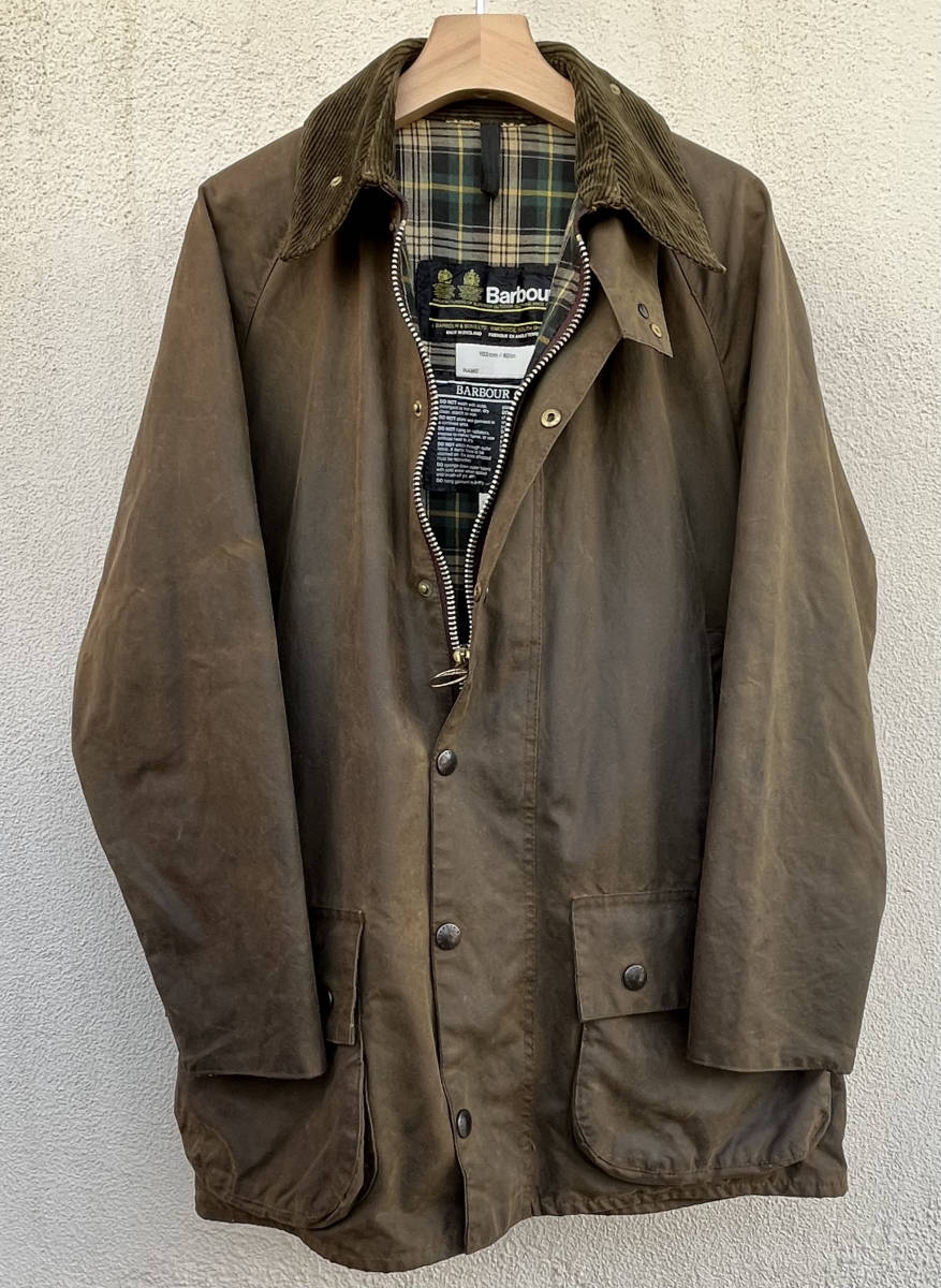 バブアー Barbour 希少モデル ムーアランド MOORLAND 初期 80年代 ビンテージ 2ワラント 2クラウン オリーブ 40in_画像2