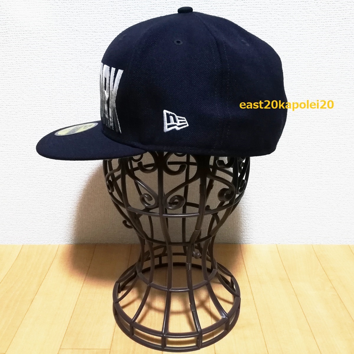 NEWERA ニューエラ NEW YORK ニューヨーク マンハッタン ビッグ 刺繍 59FIFTY ベースボール キャップ 帽子 7 3/4 61.5㎝ ネイビー 未使用の画像4