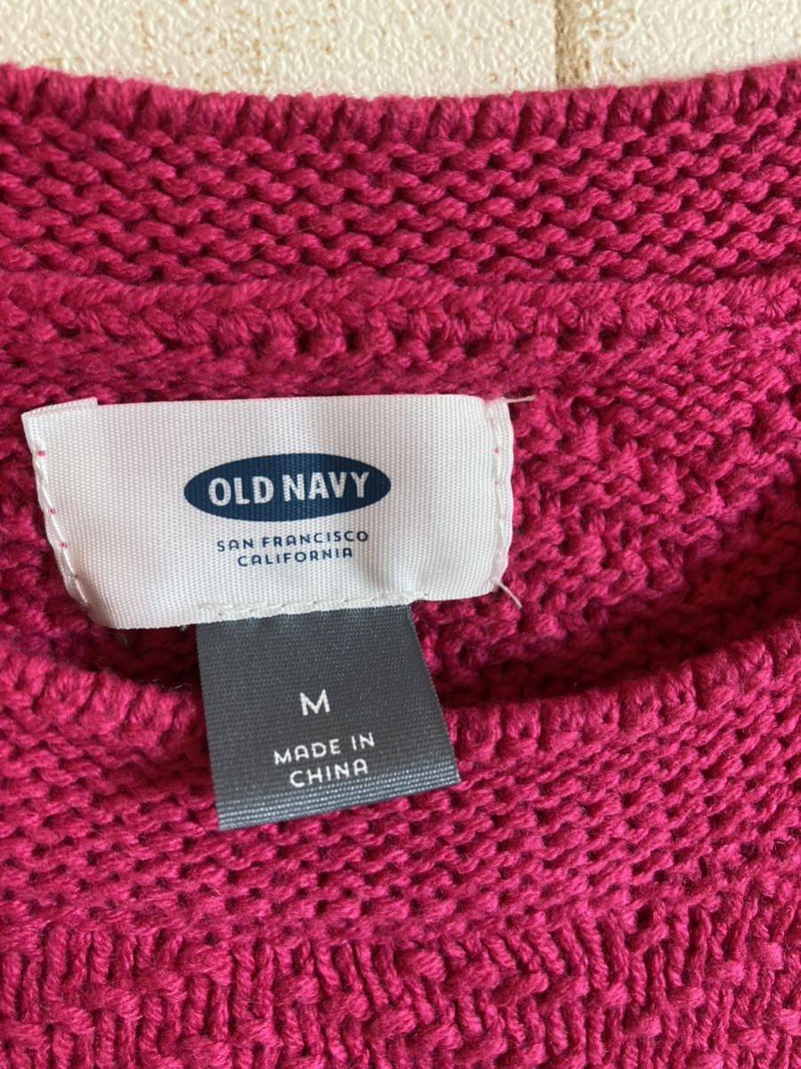 OLD NAVY コットンアクリルニット　ビビッドピンク　gap 長袖プルオーバーニット　セーター_画像6