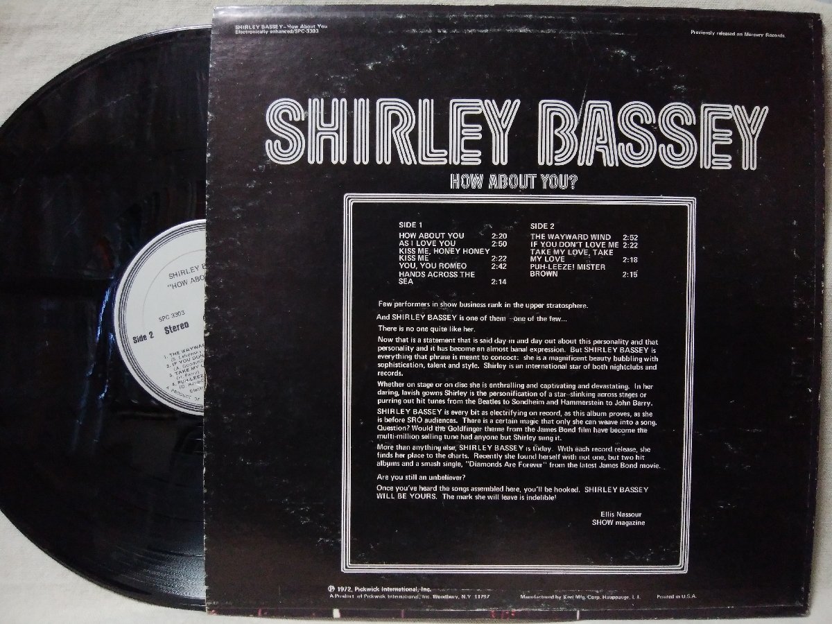 ★★シャーリーバッシー SHIRLEY BASSEY HOW ABOUT YOU?★PICKWICK US盤 ★ アナログ盤 [3522rp2_画像2