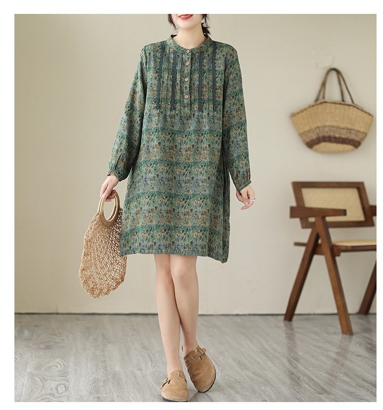 [ including in a package 1 ten thousand jpy free shipping ] autumn * tunic * One-piece * knees height * blouse * shirt * print * One-piece * long tops * long sleeve * large size * yellow 