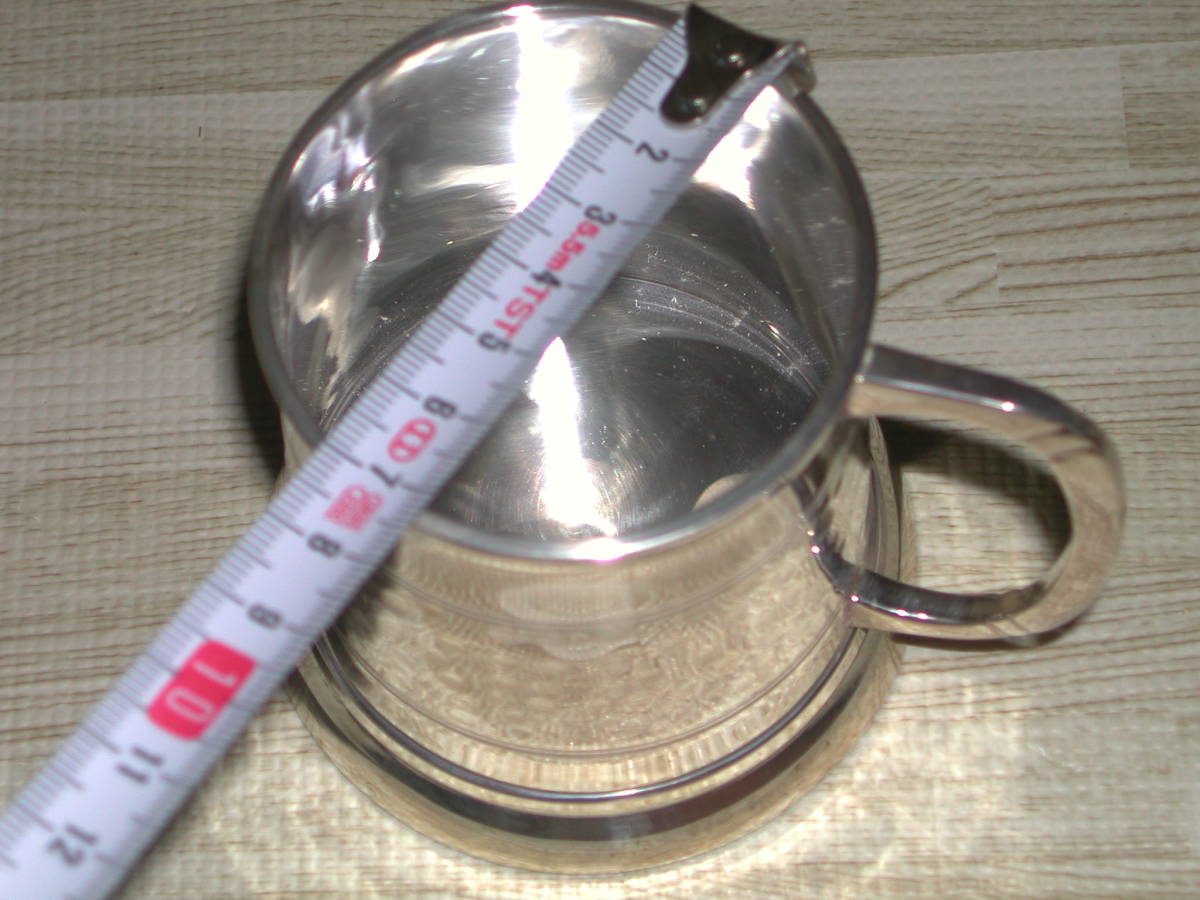 銀食器　マグ2個セット　コップ　シルバー　銀器　ハンドル付　グラス　カップ　コーヒーカップ　ビール　即決送料無料_画像3