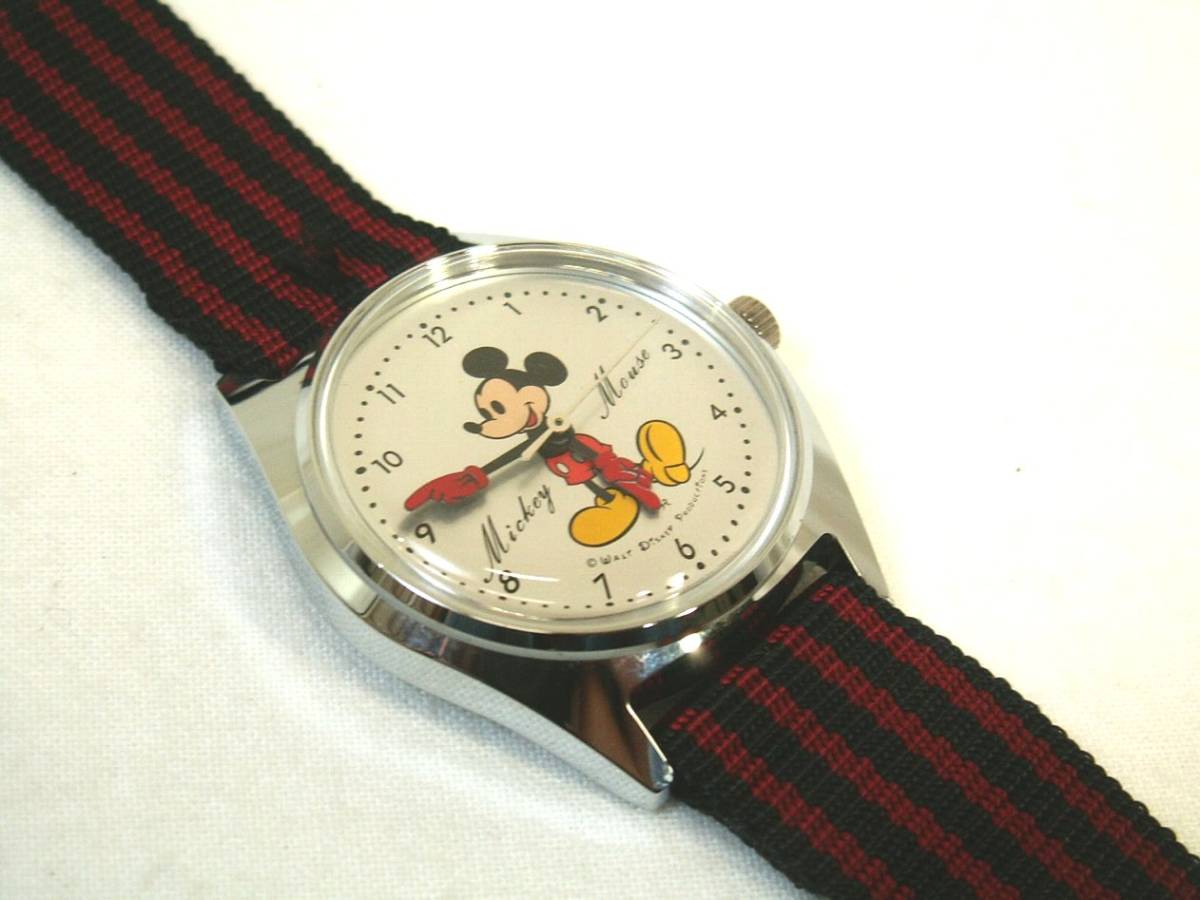 新品保管品！ 動作品　1970年代製　セイコー ミッキーマウス3針腕時計 5000-7000 手巻き アンティーク ヴィンテージ 白文字盤 日本製_画像9