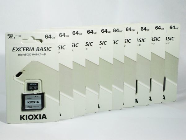 ■　KIOXIA　microSDXCカード　EXCERIA BASIC　64GB　１０枚セット　(KMSDER45N064G)_画像1