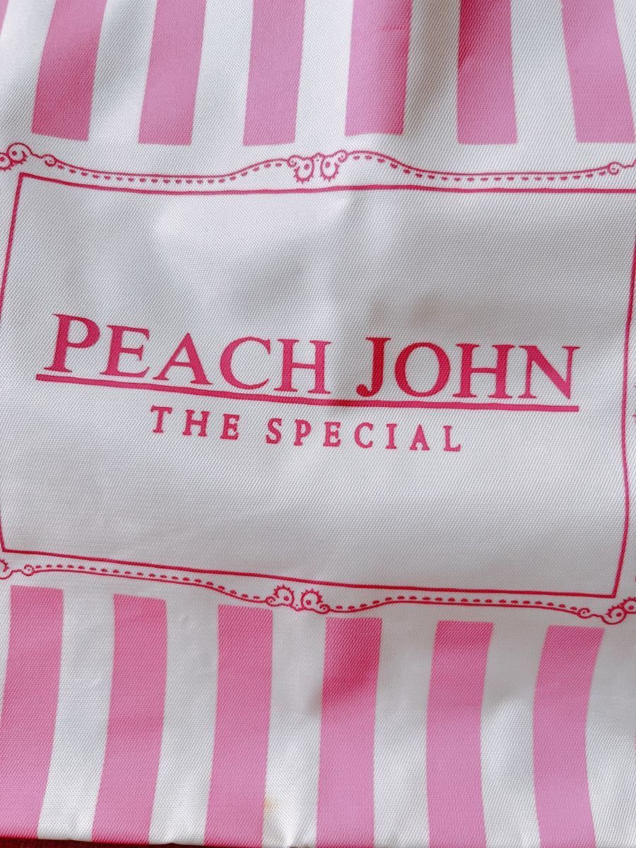 PJ/Peach John/ピーチジョン ムック本付録 ピンク×白ストライプ柄 ナイロントートバッグ 中古