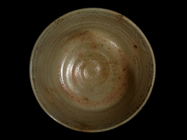 老倉庫Boninkei起重機碗茶道三路分裂小山    原文:旧蔵箱 御本立鶴茶碗 時代物 三方割高台