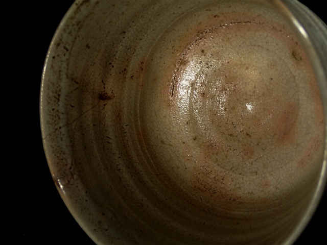 老倉庫Boninkei起重機碗茶道三路分裂小山    原文:旧蔵箱 御本立鶴茶碗 時代物 三方割高台