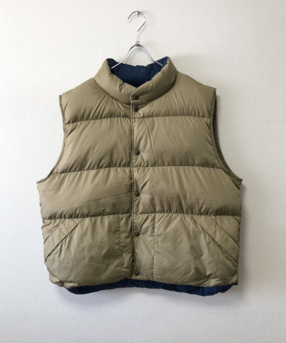 90's XL L.L.BEAN VINTAGE エルエルビーン ビンテージ ナイロン ダウン ベスト ジャケット ベージュ コーチ ストーム コート USA製 80s_画像1