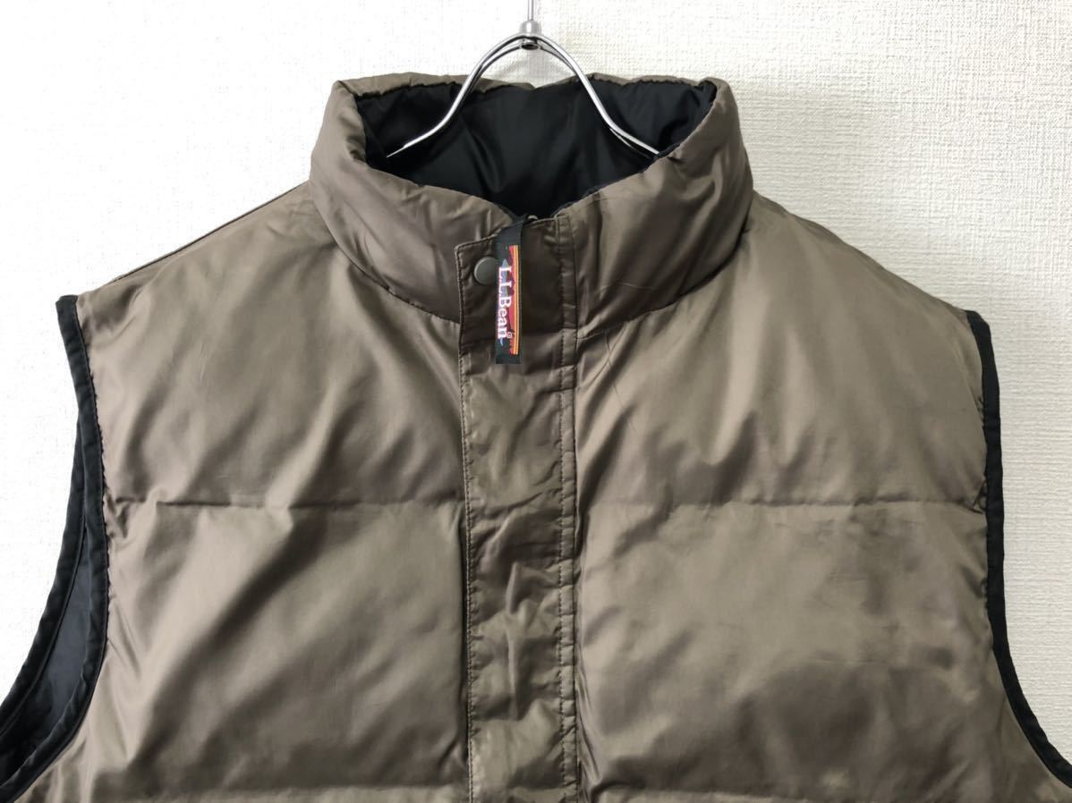 90's 黒 XL L.L.BEAN VINTAGE DOWN VEST エルエルビーン ビンテージ リバーシブル ダウン ベスト ジャケット ブラック カーキ コーチ 80s_画像7