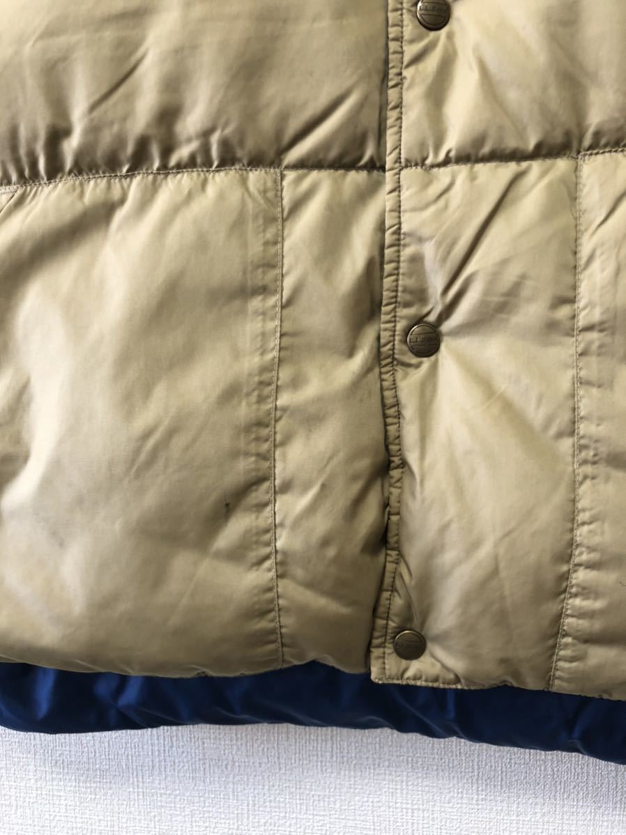 90's XL L.L.BEAN VINTAGE エルエルビーン ビンテージ ナイロン ダウン ベスト ジャケット ベージュ コーチ ストーム コート USA製 80s_画像4