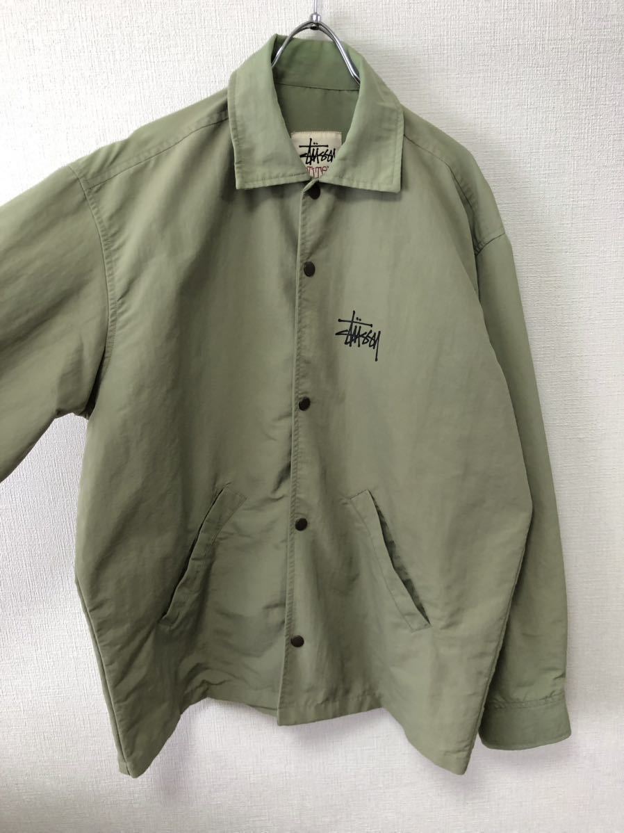 90's USA製 白タグ OLD STUSSY VINTAGE ステューシー ビンテージ ナイロン コーチ ジャケット ミリタリー カーキ 70s  80s 黒タグ spiewak