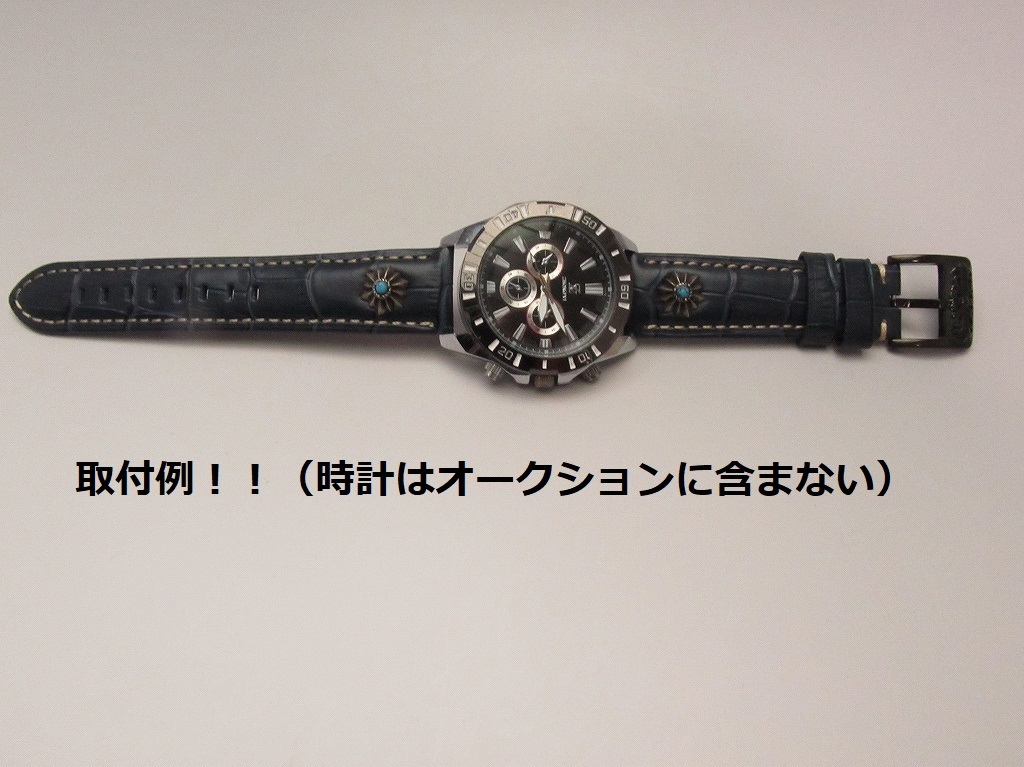  新品 自作オリジナル 時計ベルト 交換ベルト 牛革 本皮 クロコ 型押し /86/ 22mm _画像9